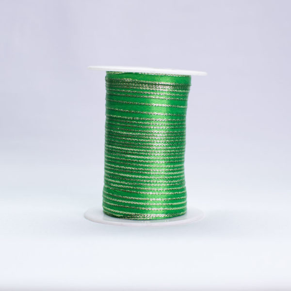 CINTA RASO LUREX PLATA CHINA 1093 7MM #1 VERDE NAVIDAD