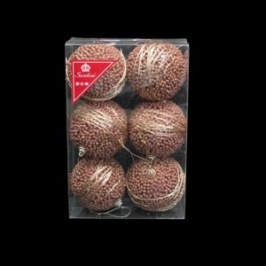 BOLA NAVIDEÑA 130-5000406 6PZ 8CM PALO ROSA [22]