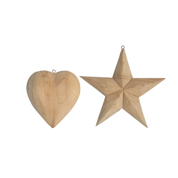 FIGURA DE MADERA GRANDE ESTRELLA / CORAZON [22]