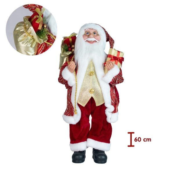 PAPA NOEL PARADO CON REGALOS LC242724 60CM ROJO [24]